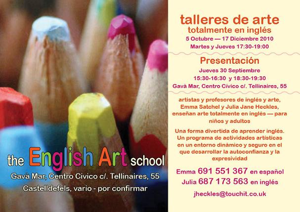 Anuncio de los cursos de THE ENGLISH ART SCHOOL que se realizar�n en el Centro C�vico de Gav� Mar a partir de octubre del 2010
